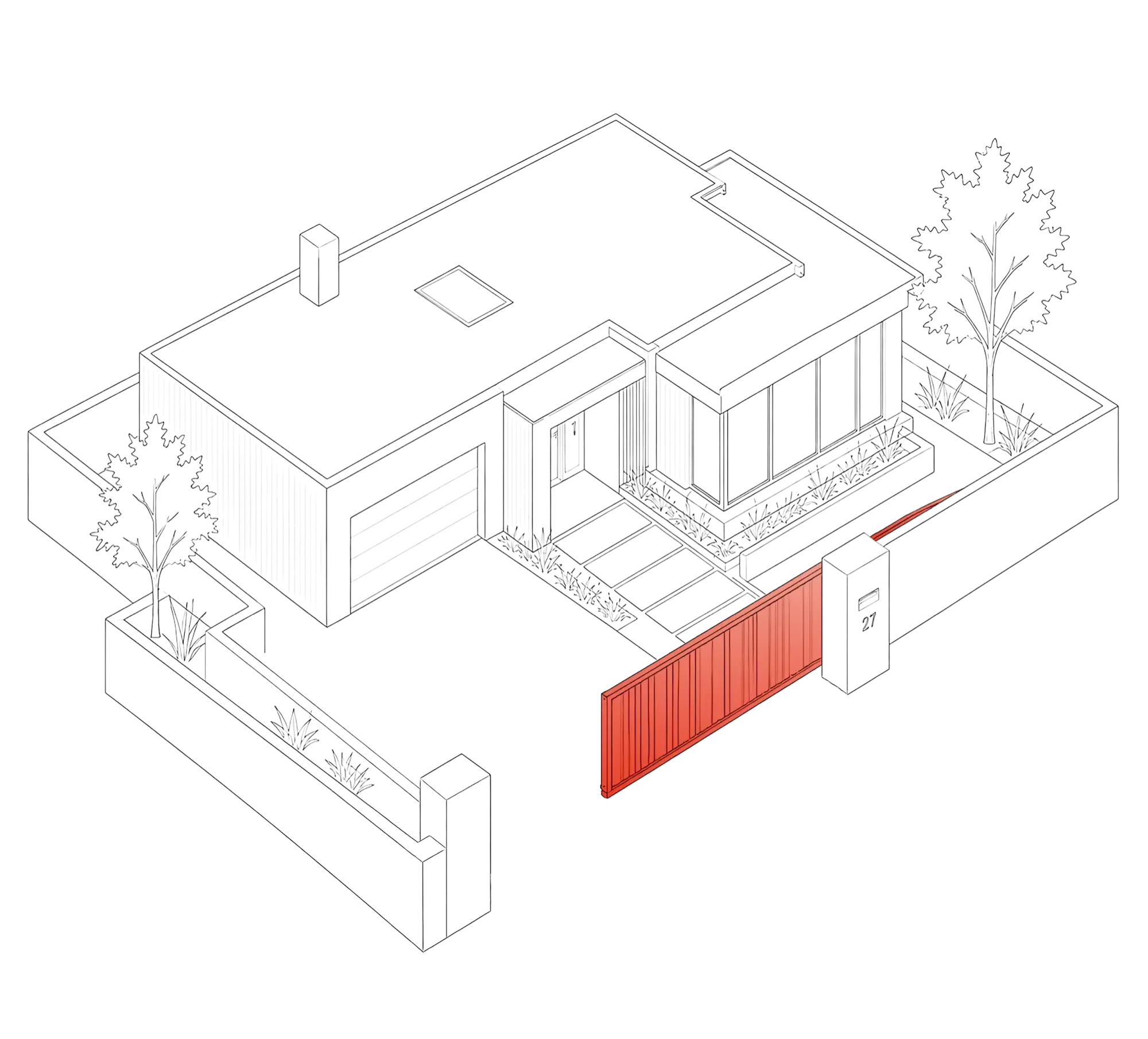 Diagram of a cantilever driveway gate