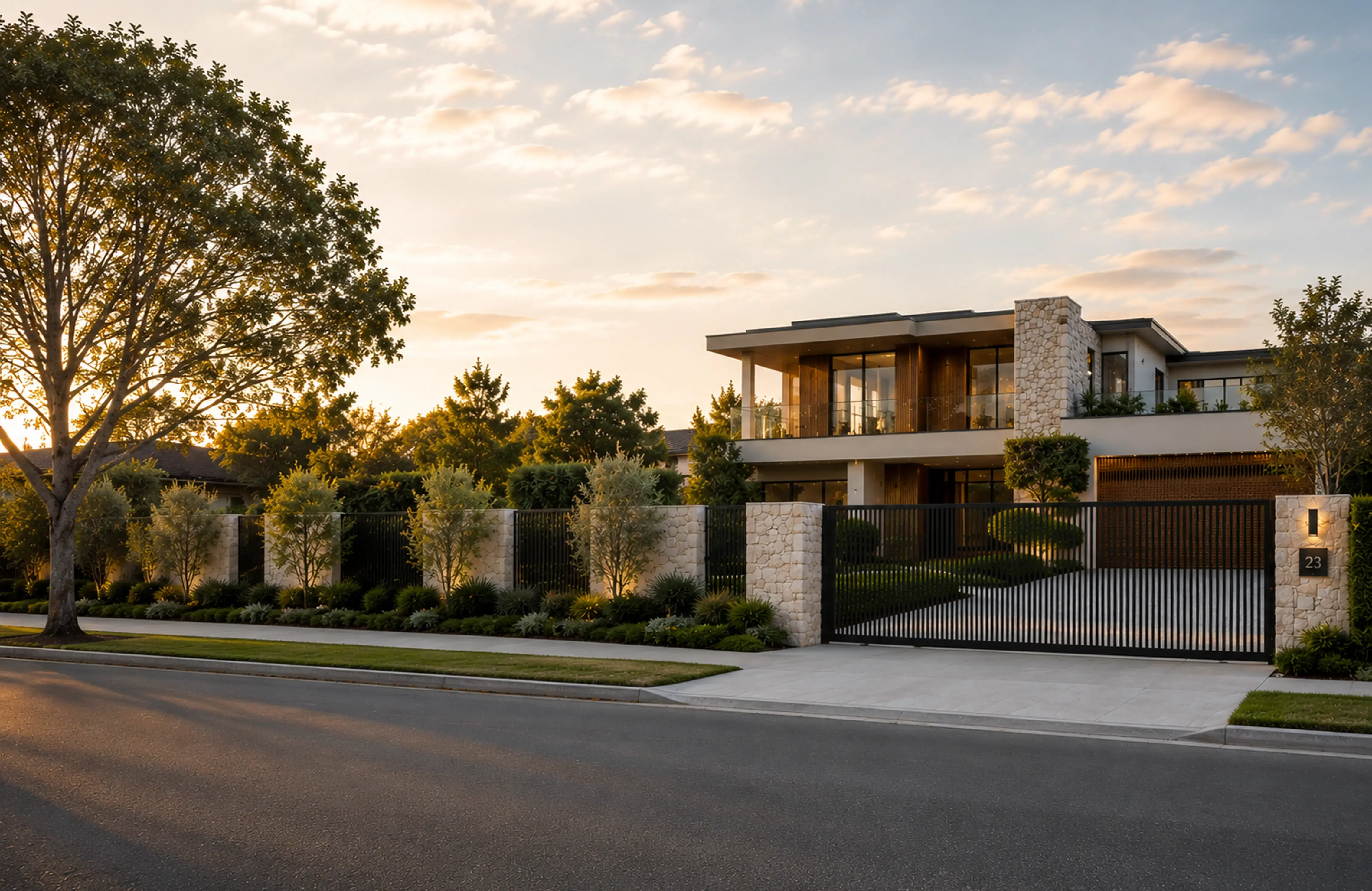 lifestyle image of an australia home with a custom gate