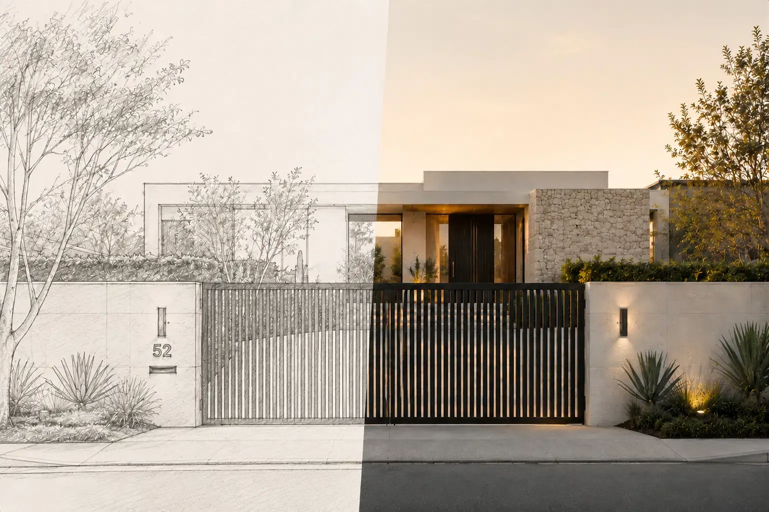Concept sketch for a custom automatic gate