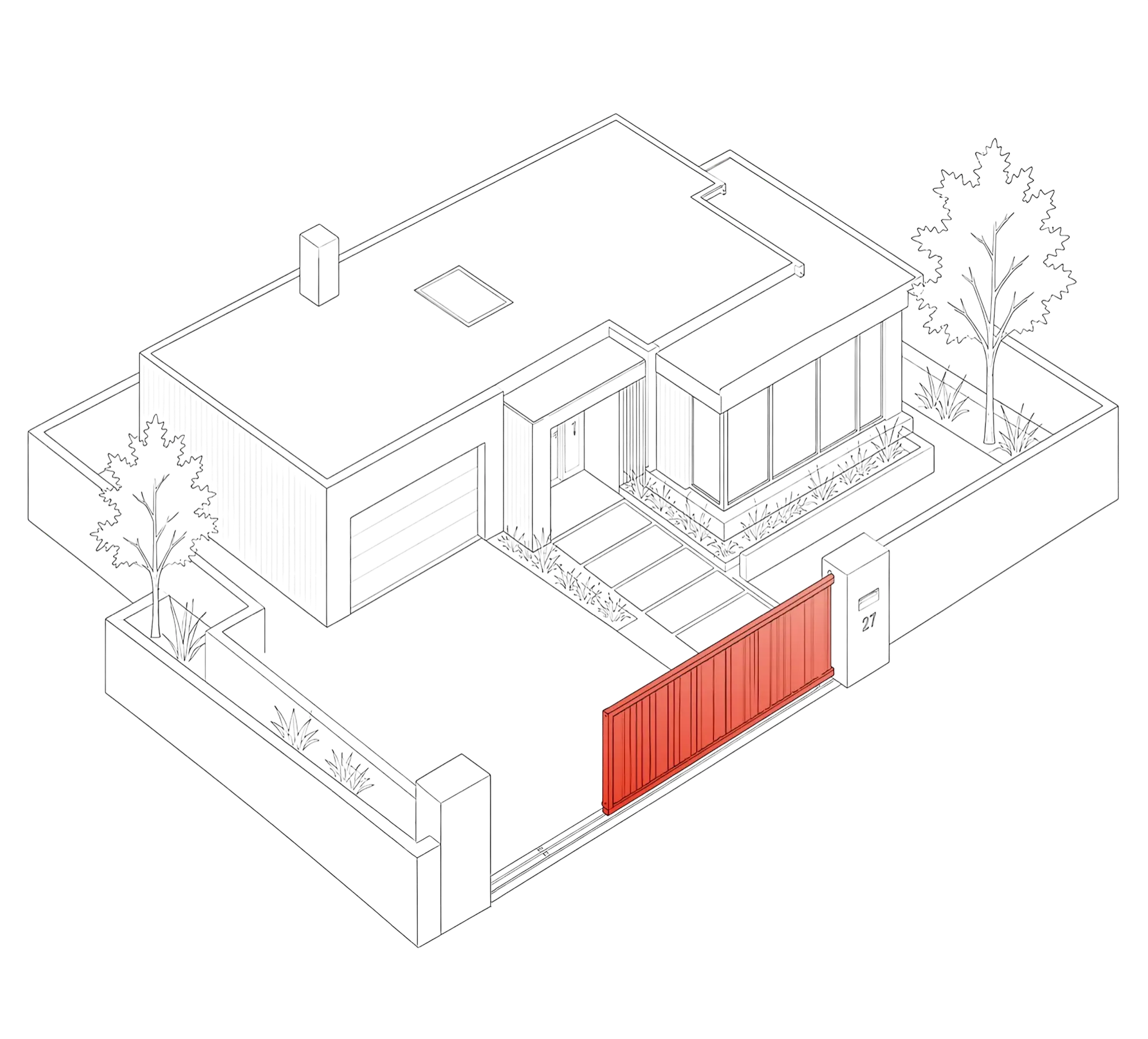 Diagram of an automatic sliding gate