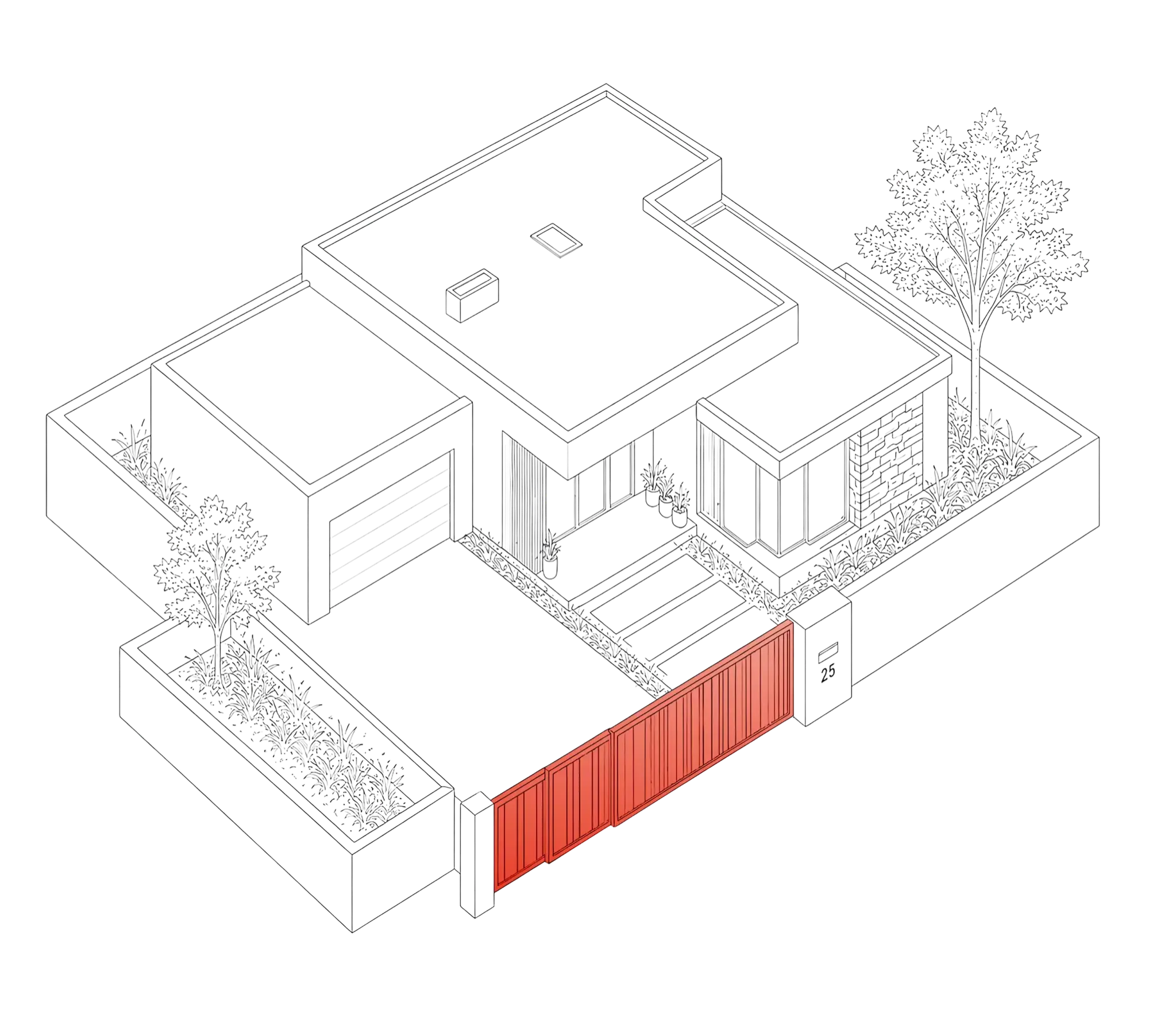 Diagram of a telescopic driveway gate